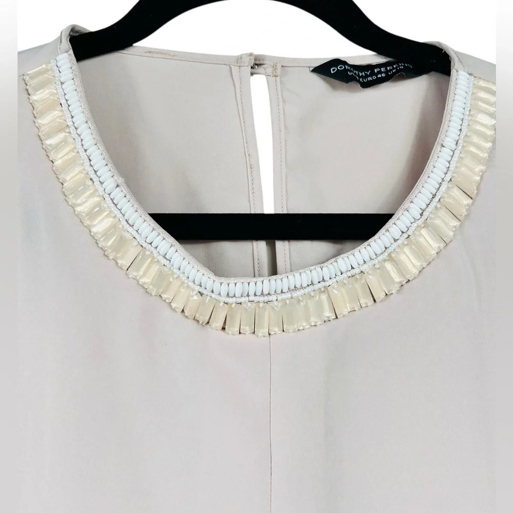 Dorothy Perkins sleeveless bejeweled neckline top, 14, flared, soft flowy Shell - Picture 4 of 9